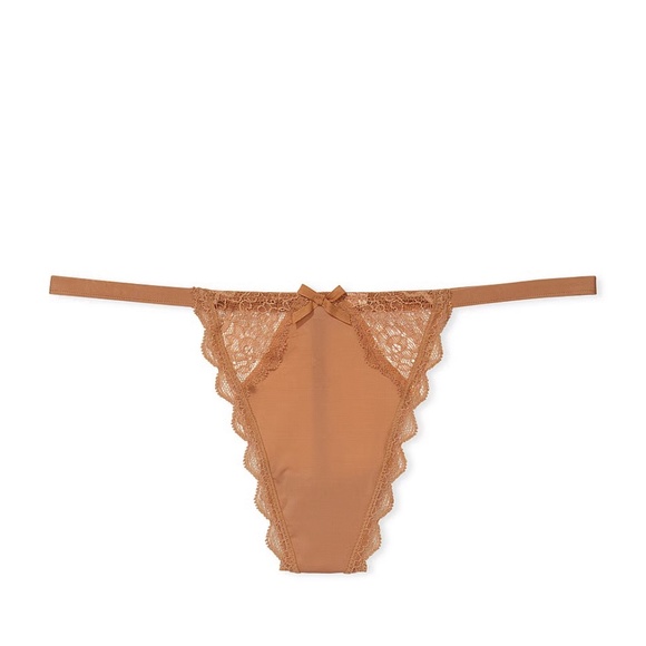 Victoria's Secret Dream Angels Lace-Trim V-String Panty Beige M NEW - Picture 3 of 7